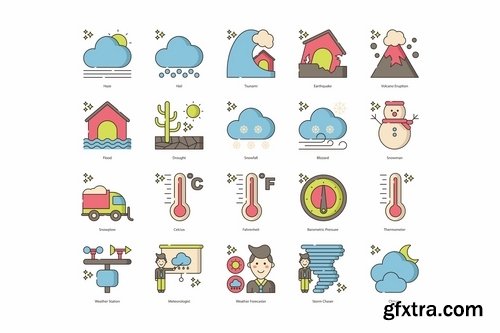 75 Weather Icons Hazel Series