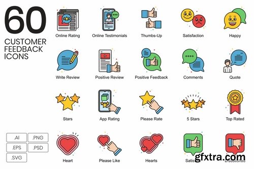 60 Customer Feedback Icons Vivid Series