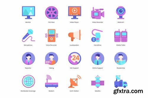 80 Communication Icons  Violet Series