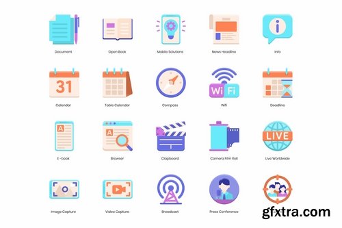 80 Communication Icons  Violet Series