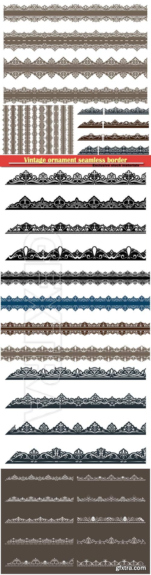 Vintage ornament seamless border in vector illustration