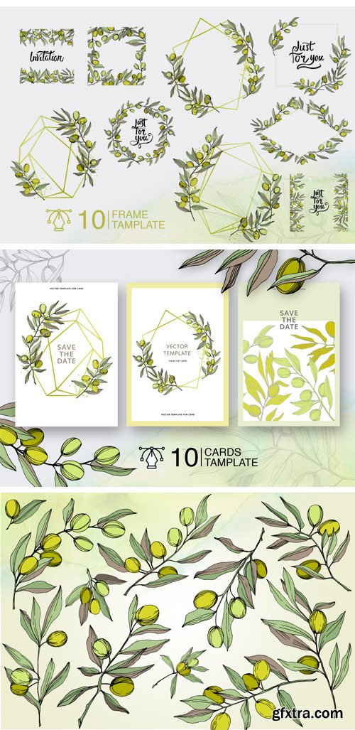 Fontbundles - Olives Vector EPS Watercolor Set 155505