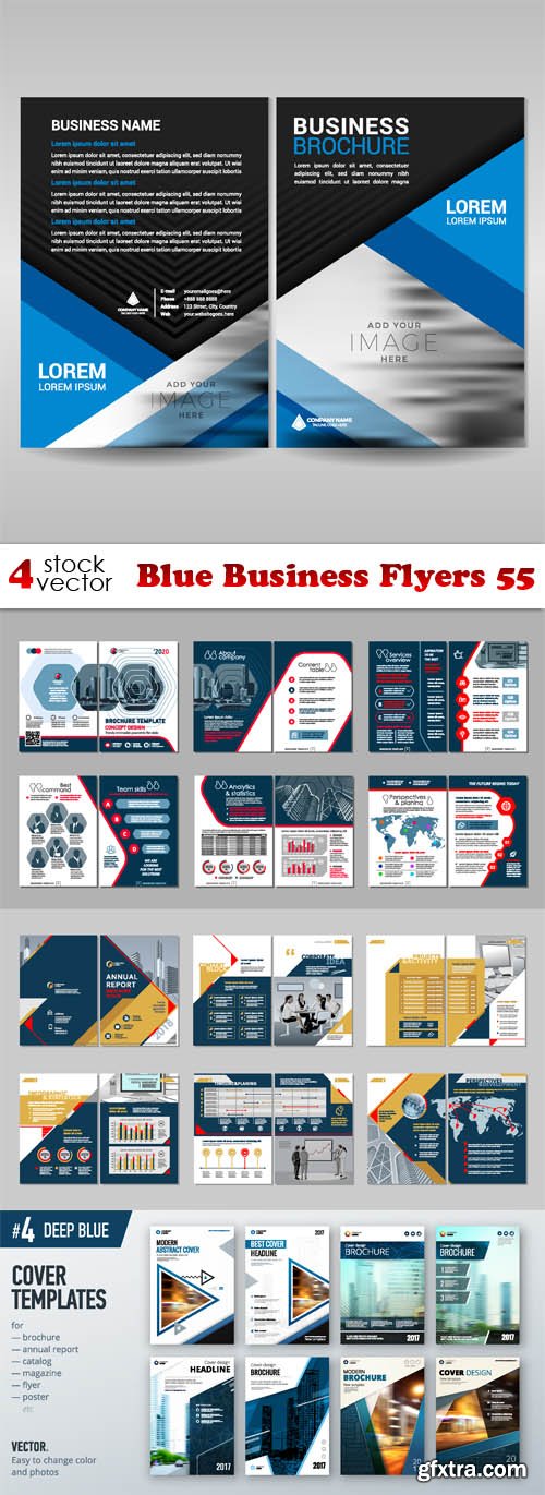 Vectors - Blue Business Flyers 55