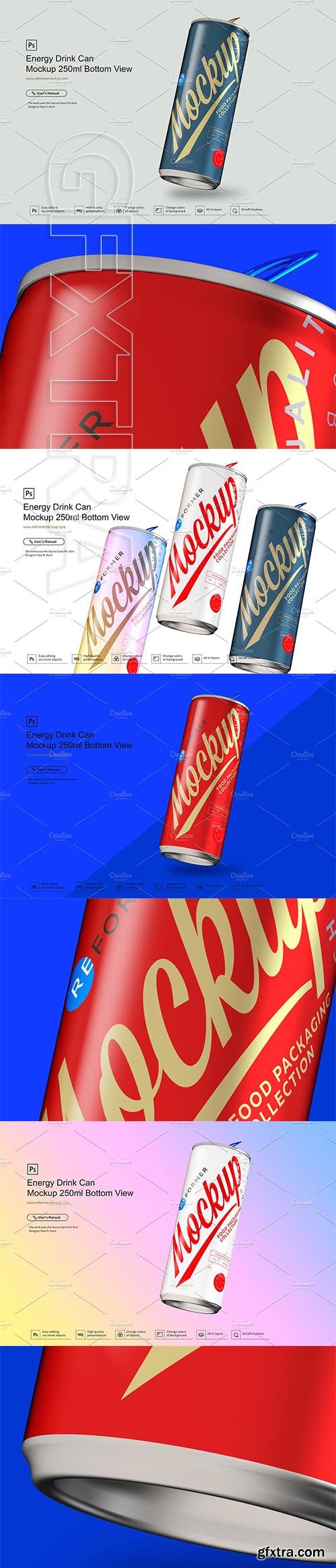 CreativeMarket - Energy Drink Can Mockup 250ml Bottom 3589703