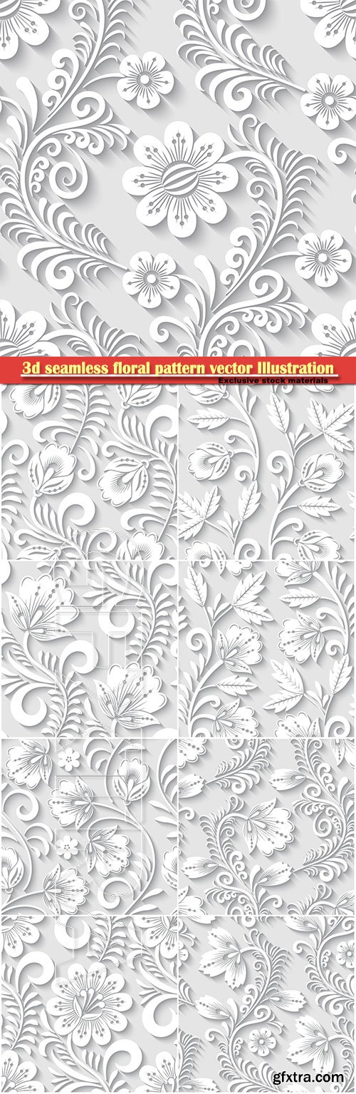 3d seamless floral pattern vector Illustration