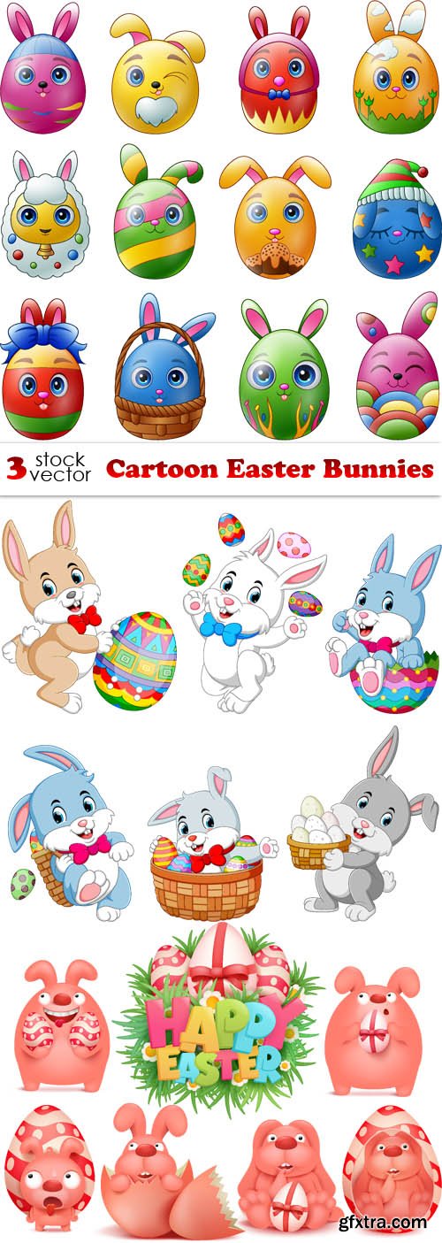 Vectors - Cartoon Easter Bunnies