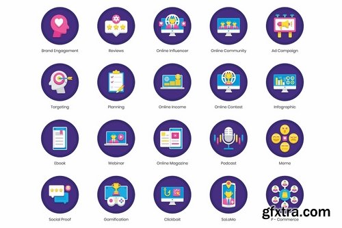 88 Digital Marketing Icons  Orchid Series