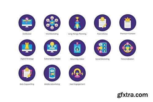 88 Digital Marketing Icons  Orchid Series