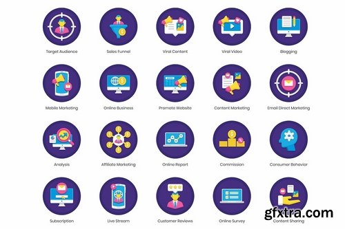 88 Digital Marketing Icons  Orchid Series