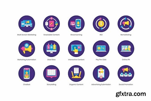 88 Digital Marketing Icons  Orchid Series