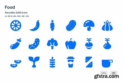 Foods and Beverages Roundies Solid Glyph Icons