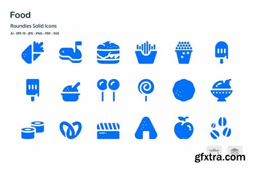 Foods and Beverages Roundies Solid Glyph Icons