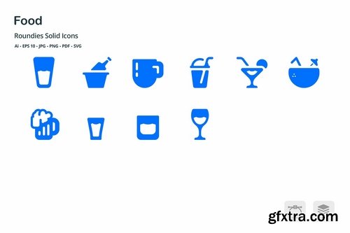 Foods and Beverages Roundies Solid Glyph Icons