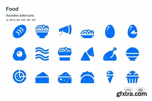 Foods and Beverages Roundies Solid Glyph Icons