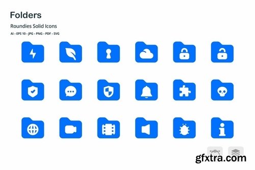 Folders and Files Roundies Solid Glyph Icons