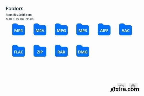 Folders and Files Roundies Solid Glyph Icons