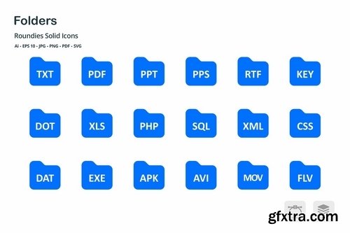 Folders and Files Roundies Solid Glyph Icons