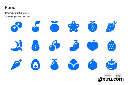 Foods and Beverages Roundies Solid Glyph Icons