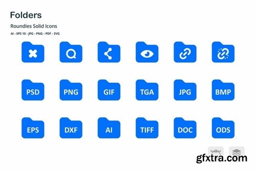 Folders and Files Roundies Solid Glyph Icons