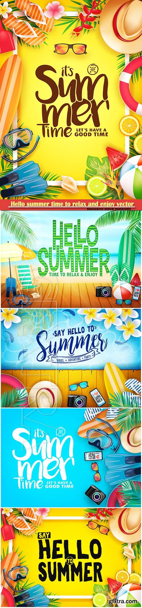 Hello summer time to relax and enjoy vector illustration