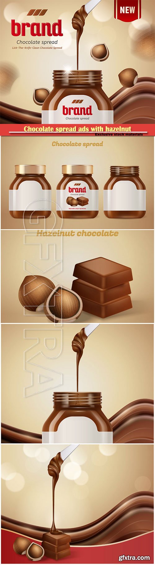 Chocolate spread ads with hazelnut and dripping paste in 3d illustration