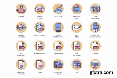 74 Computer Science Icons Butterscotch Series