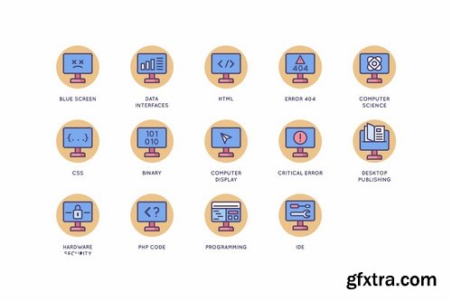 74 Computer Science Icons Butterscotch Series
