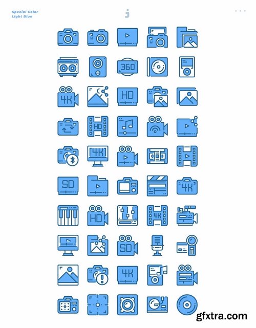 50 Multimedia Icons - Light Blue