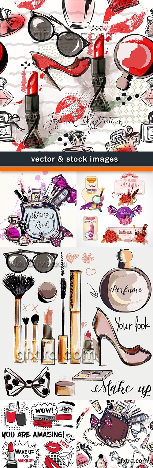 Decorative cosmetics retro design background