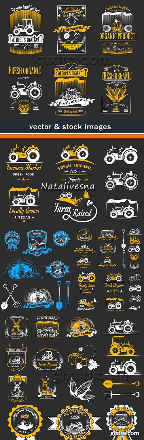 Farm tractor agriculture natural products design emblem