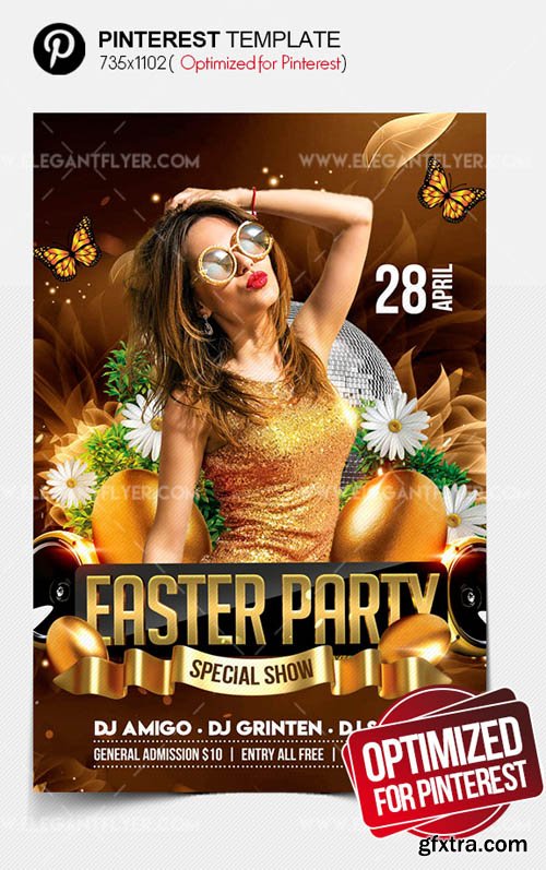 Easter Party V12 2019 Pinterest PSD Template