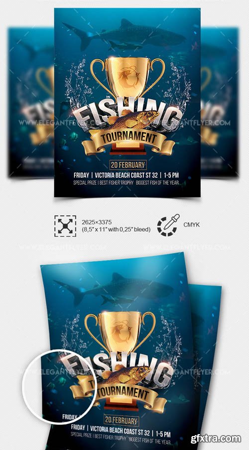 Fishing Tournament V3 2019 PSD Flyer Template + Facebook Cover + Instagram Post