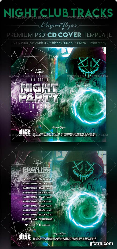 Night Club Tracks V1 2019 PSD CD Cover Template