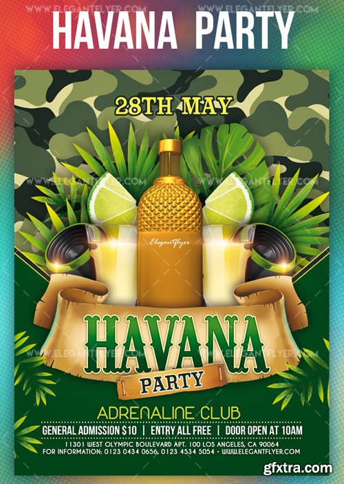 Havana Party V1 2019Flyer PSD Template + Facebook Cover + Instagram Post