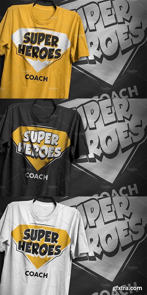 CreativeMarket - Super Heroes Coach - T-Shirt Design 2129267