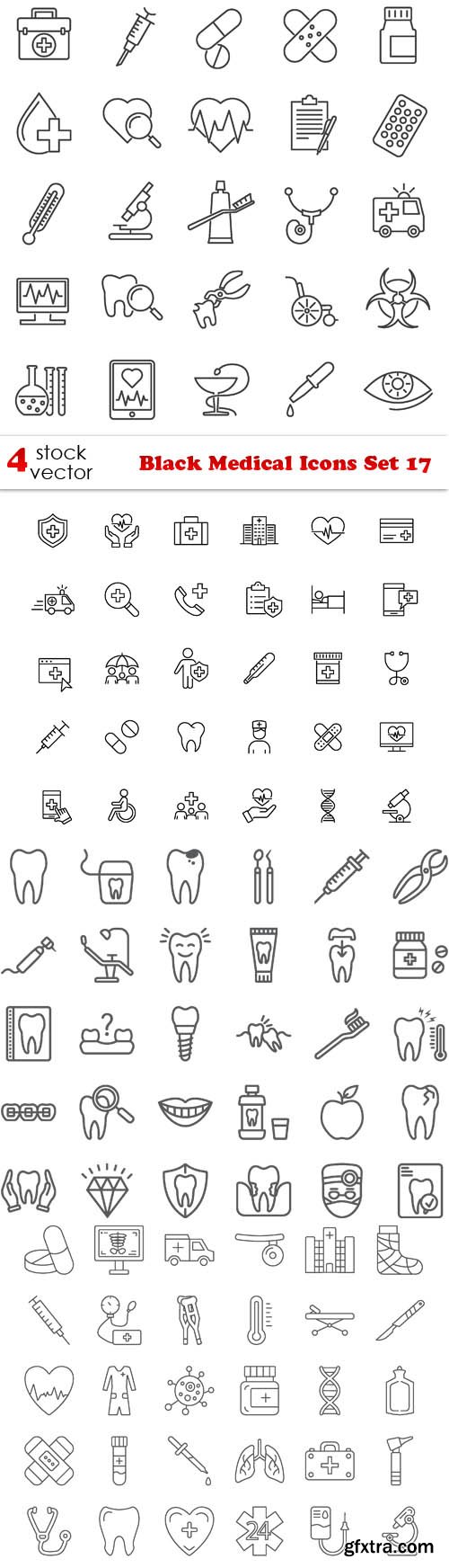 Vectors - Black Medical Icons Set 17