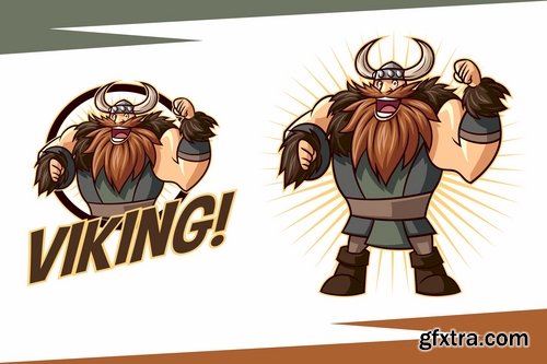 Cartoon Viking Dracula Fit Gorilla Majestic Unicorn Mascot Logos