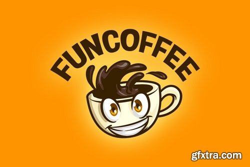 Cartoon Coffee Cup Mascot Logo » GFxtra