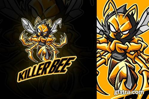 Cartoon Killer Bee Mascot Logo