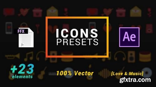 MotionArray Icons Presets - Love And Music - After Effects Presets 203625