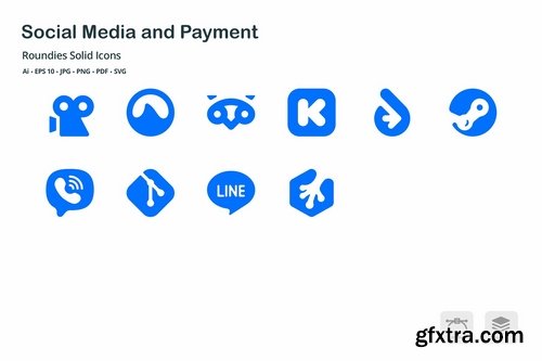 Social Media & Payment Roundies Solid Glyph Icons