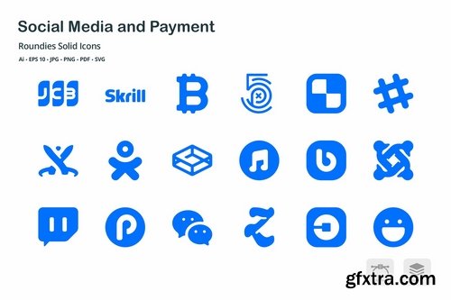 Social Media & Payment Roundies Solid Glyph Icons