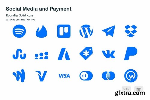 Social Media & Payment Roundies Solid Glyph Icons