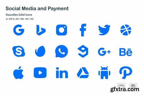 Social Media & Payment Roundies Solid Glyph Icons