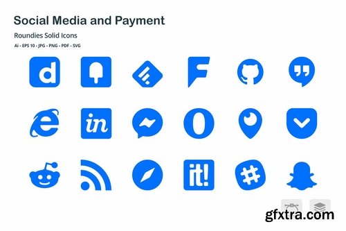 Social Media & Payment Roundies Solid Glyph Icons