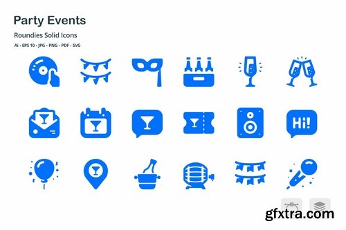 Party Events Roundies Solid Glyph Icons