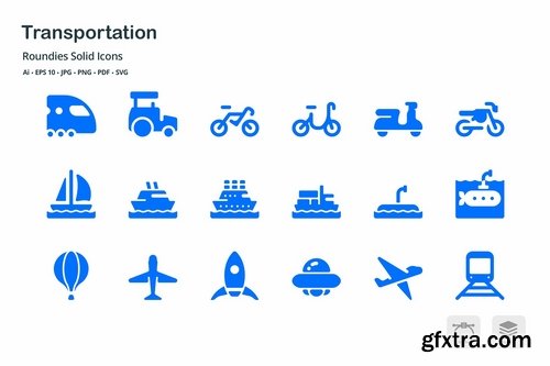 Transportation Roundies Solid Glyph Icons