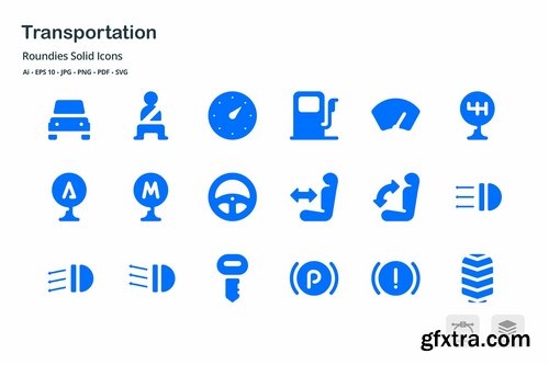 Transportation Roundies Solid Glyph Icons