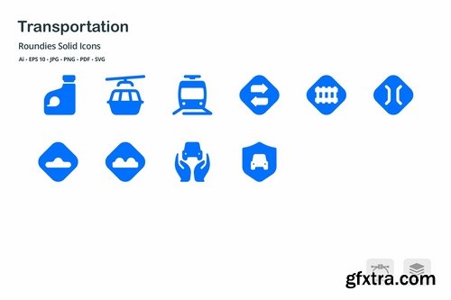 Transportation Roundies Solid Glyph Icons