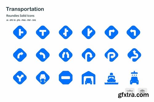 Transportation Roundies Solid Glyph Icons